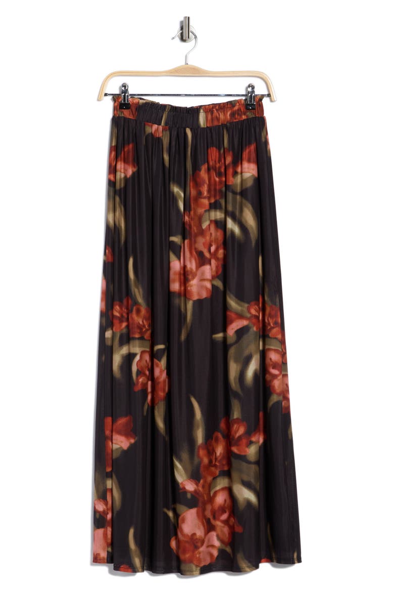 Mesh Maxi Skirt, Alternate, color, BLACK/ BRICK