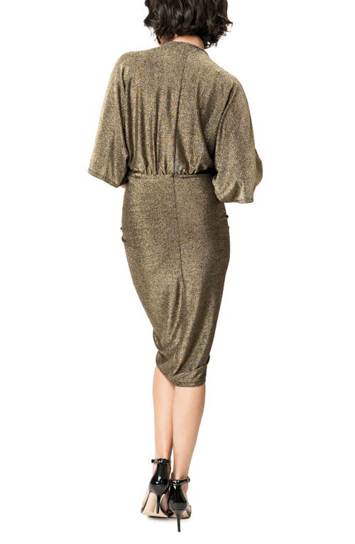 Gibsonlook Ruched Metallic Knit Midi Dress In Gold