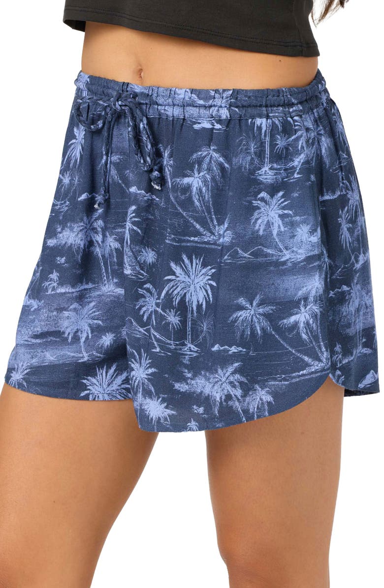 O'Neill Millie Tropical Scene Shorts, Alternate, color, Nightshadow Blue