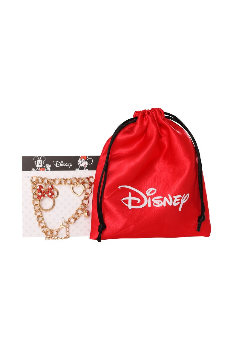 Minnie Mouse Bow Charm Bracelet, 7 +1'' Chain, Alternate, color, Gold