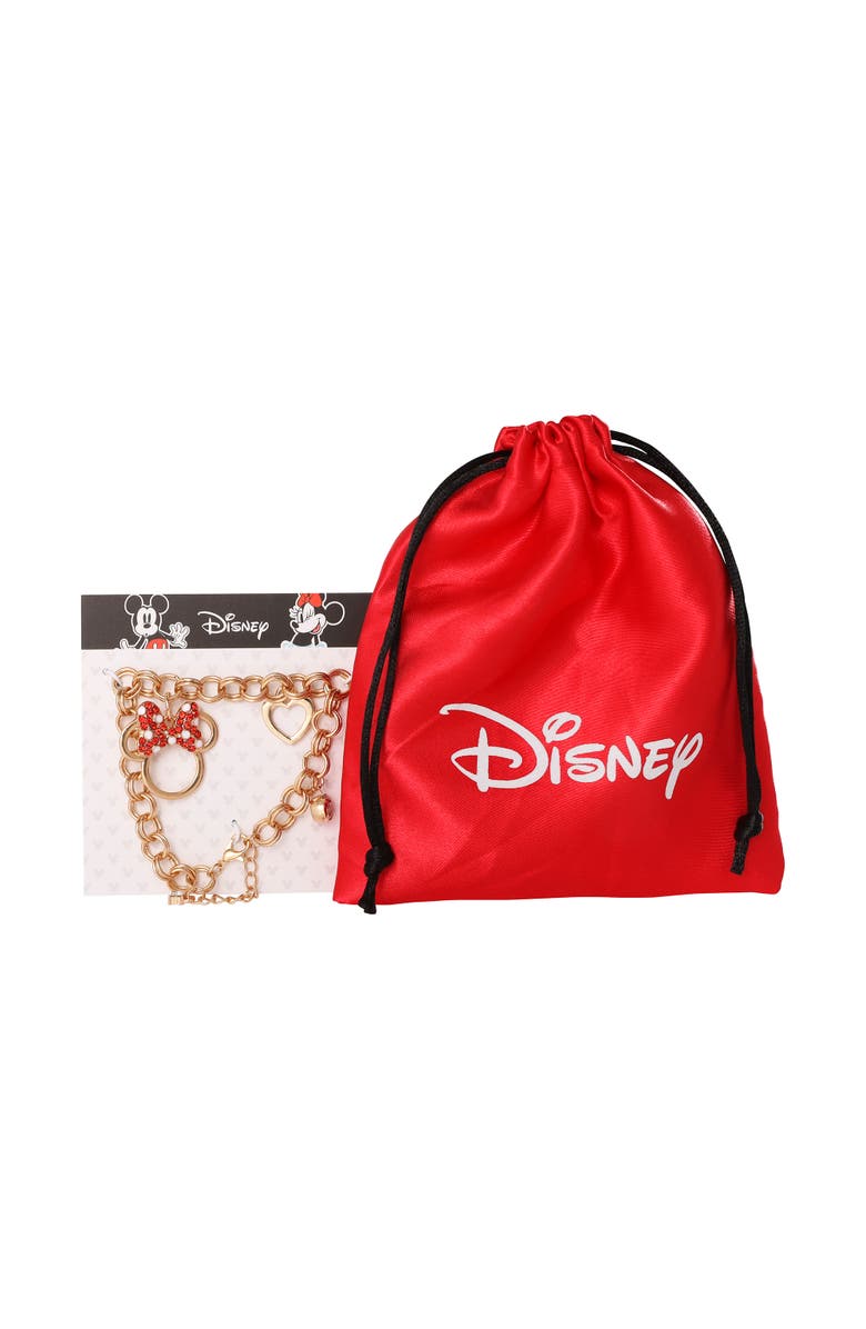 Disney Minnie Mouse Bow Charm Bracelet, 7 +1'' Chain, Alternate, color, Gold