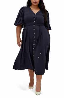 City Chic Dahlia Puff Sleeve Midi Dress