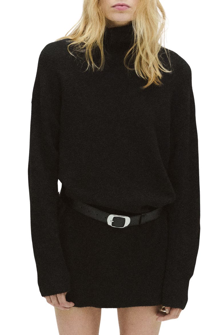 Turtleneck Long Sleeve Dress, Main, color, BLACK