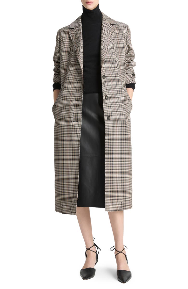 Vince Pressed Plaid Wool Blend Coat, Main, color, Multi Plaid
