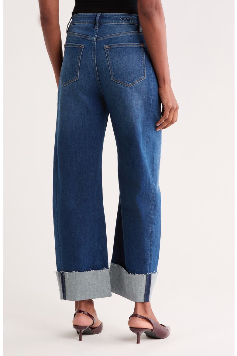 Cuff Barrel Wide Leg Jeans, Alternate, color, DARK WASH