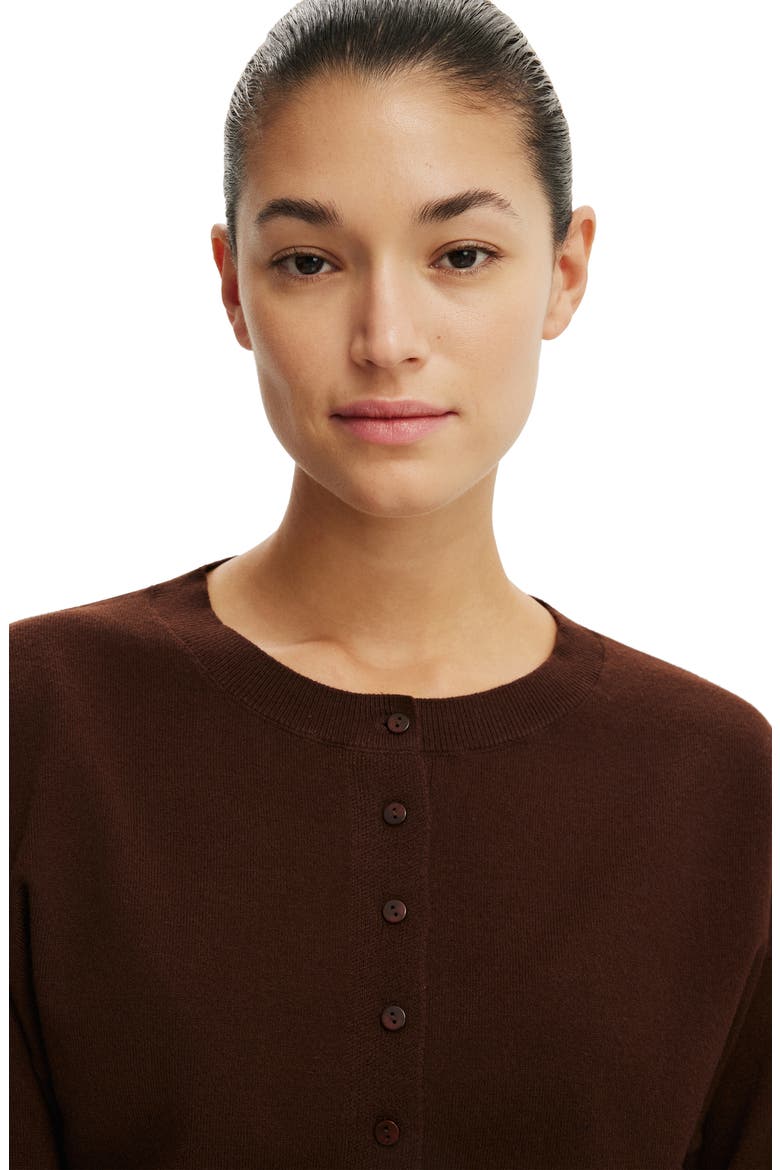 Women's Sara Button Cardigan, Alternate, color, Dark Oak
