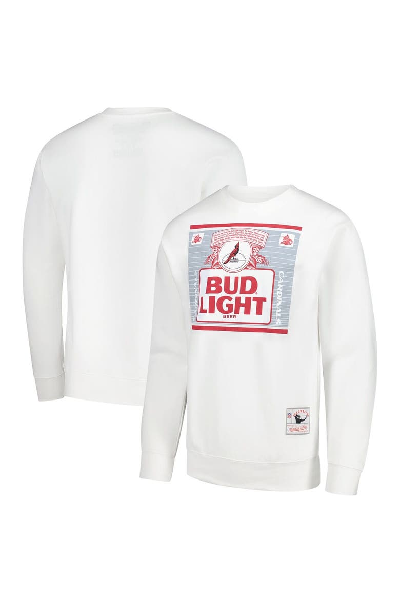 Men's Mitchell & Ness x Bud Light White Arizona Cardinals The Crest Pullover Sweatshirt, Main, color, White