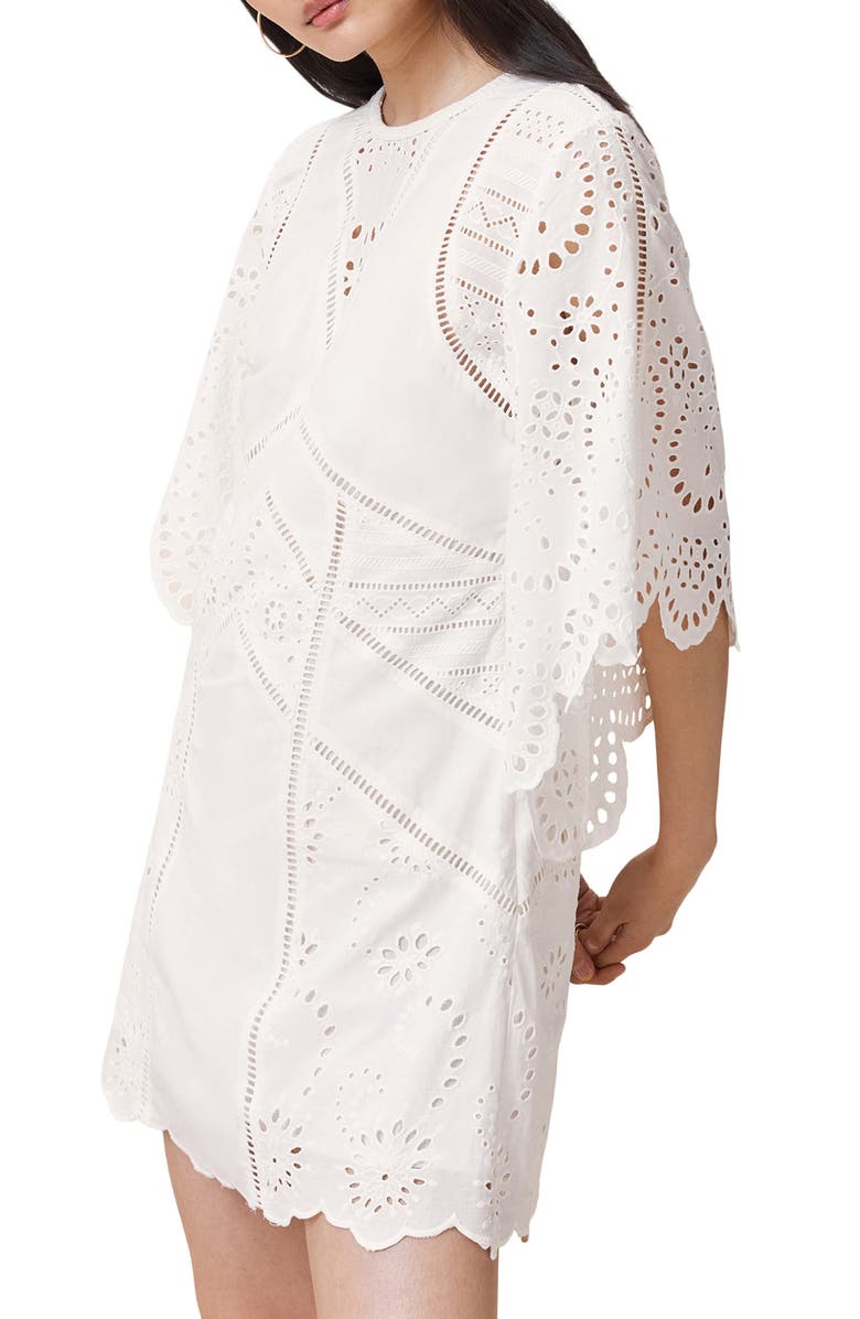 AllSaints Luci Eyelet Embroidered Minidress, Alternate, color, Snow White