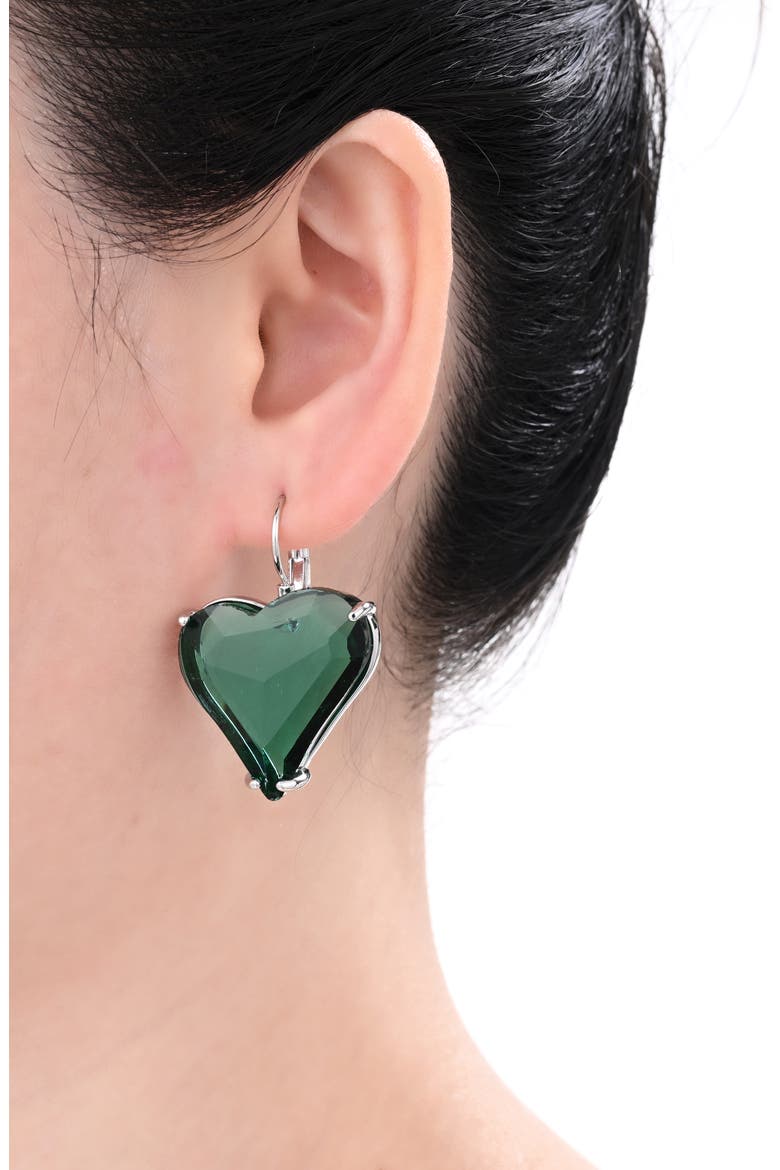 Noor Heart Drop Earrings, Alternate, color, SILVER