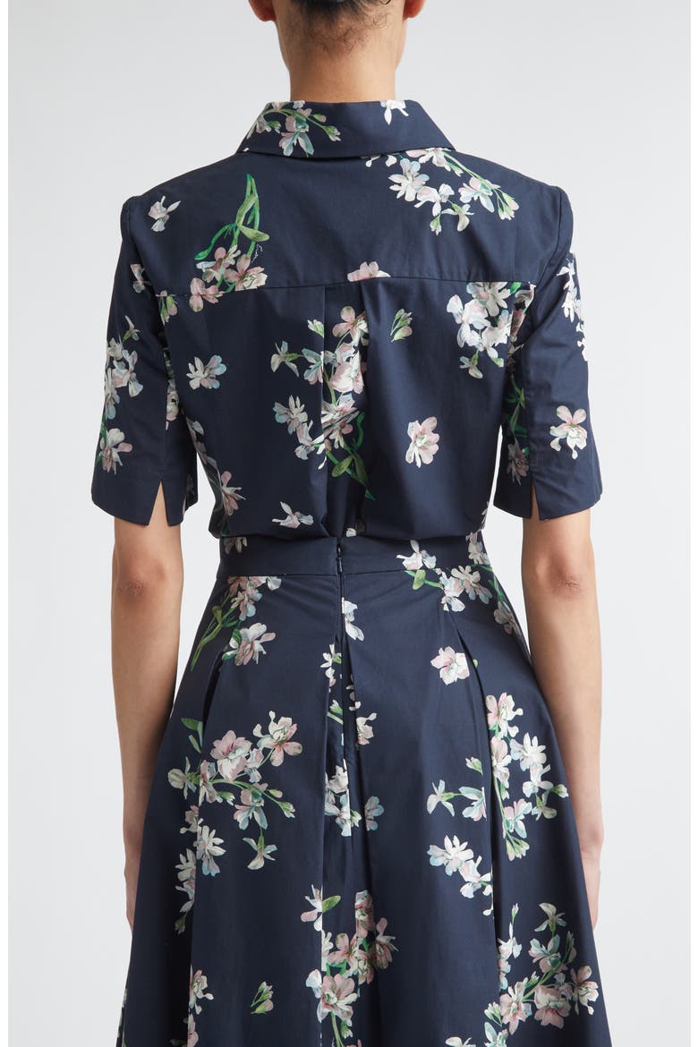 Floral Organic Cotton Poplin Button-Up Shirt, Alternate, color, PAINTED ORCHID NAVY