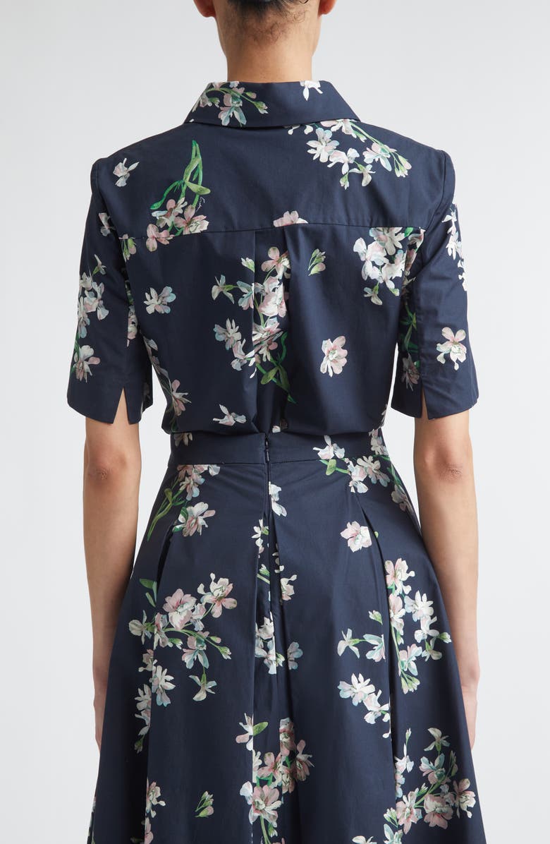 Erdem Floral Organic Cotton Poplin Button-Up Shirt, Alternate, color, Painted Orchid Navy