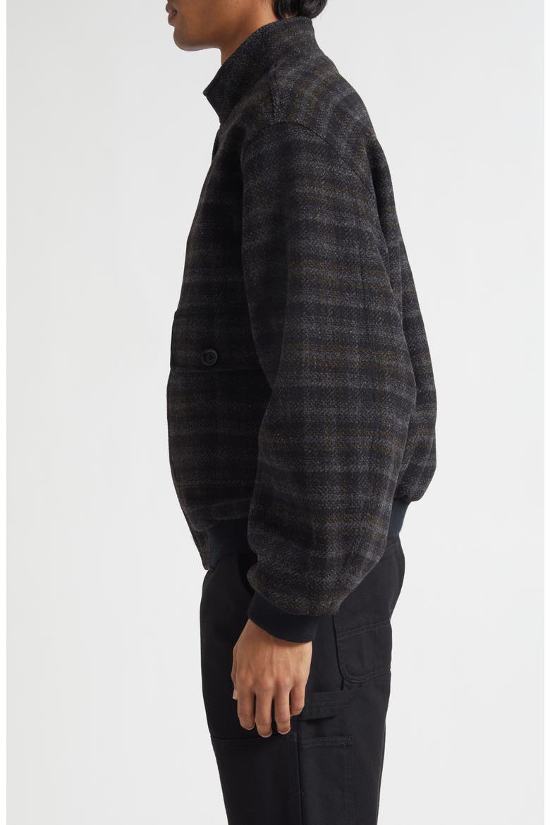 Plaid Wool Blouson Jacket, Alternate, color, CHARCOAL