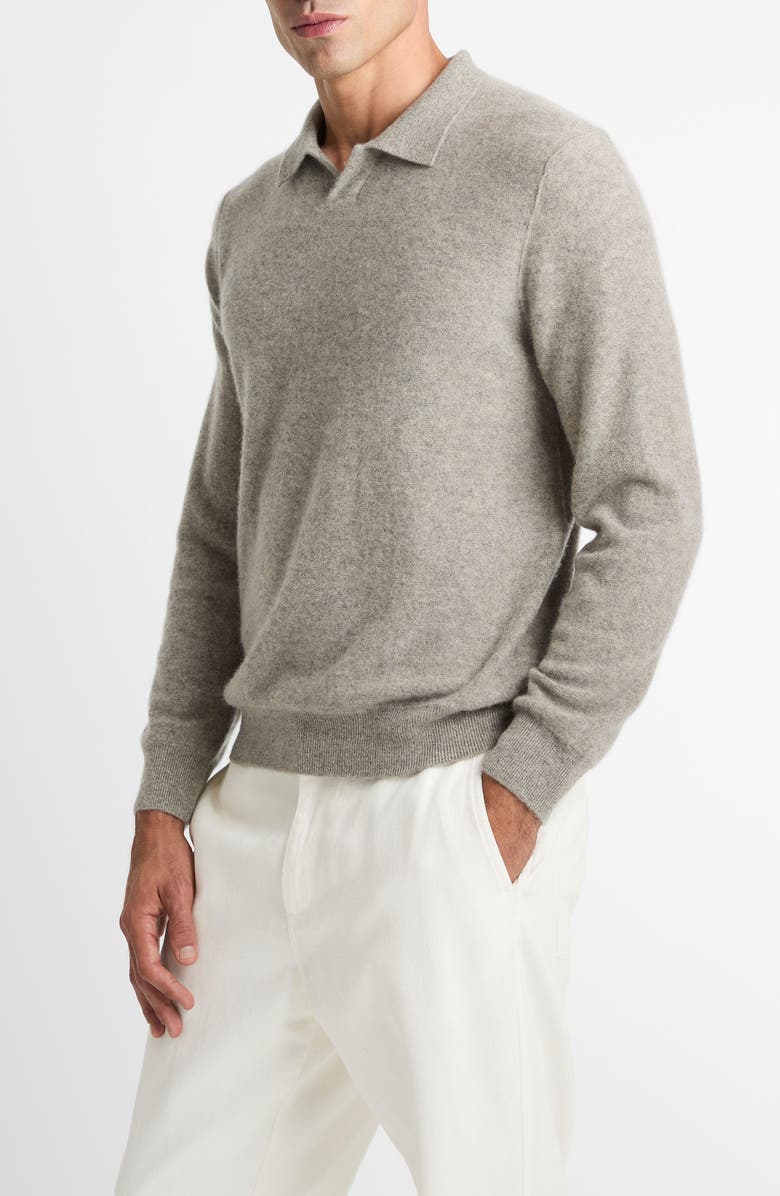 Vince Boiled Cashmere Johnny Collar Sweater, Alternate, color, Heather Mouse