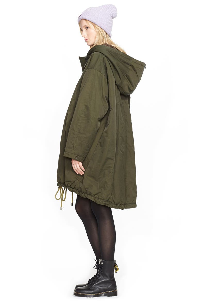 'Amory' A-Line Hooded Parka, Alternate, color, DARK GREEN