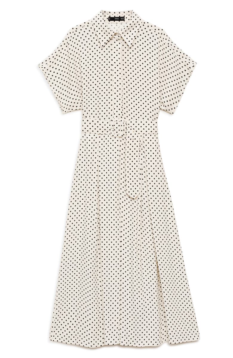 MANGO Adela Polka Dot Belted Shirtdress, Main, color, Off White