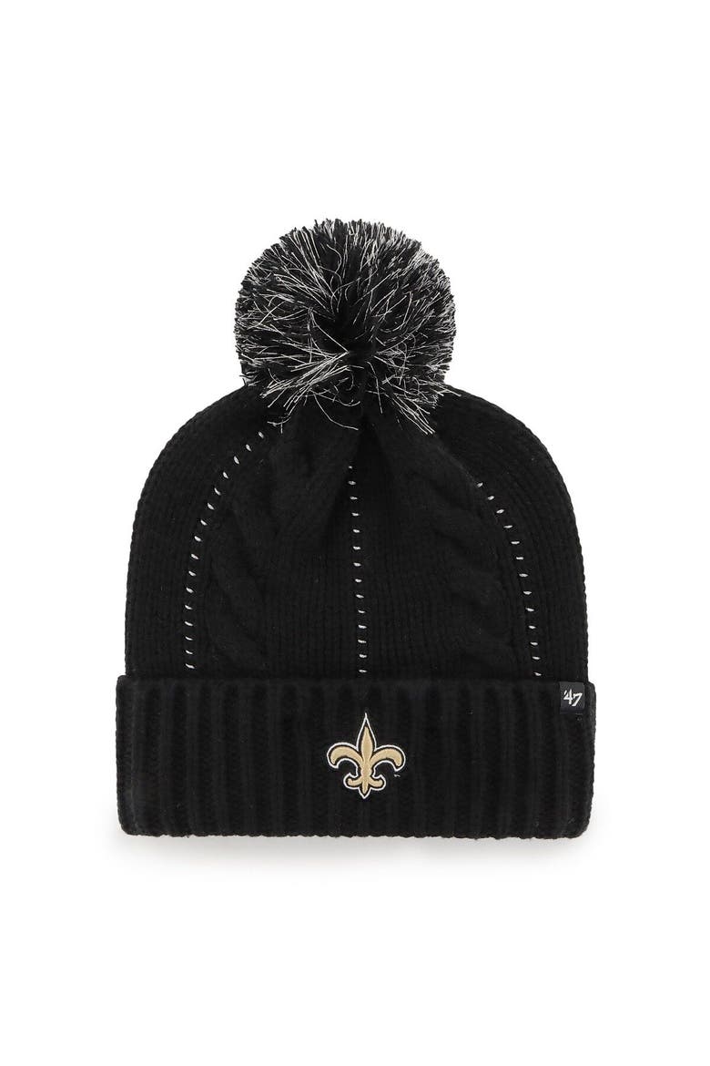 Women's '47 Black New Orleans Saints Bauble Cuffed Knit Hat with Pom, Main, color, Black