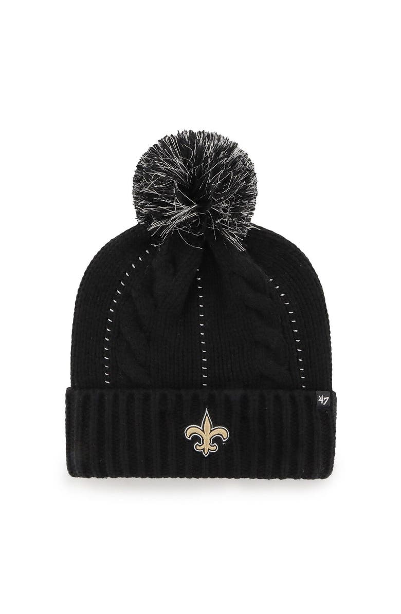 '47 Women's '47 Black New Orleans Saints Bauble Cuffed Knit Hat with Pom, Main, color, Black