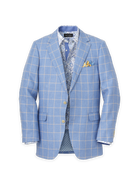 Paul Fredrick Linen Blend Windowpane Single Breasted Notch Lapel Sport Coat
