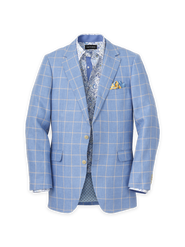 Paul Fredrick Linen Blend Windowpane Single Breasted Notch Lapel Sport Coat
