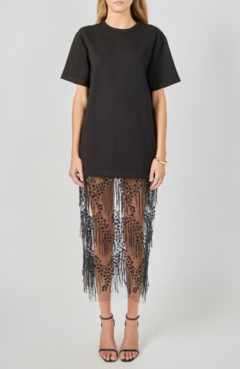 Mix Rhinestone Lace Maxi Dress