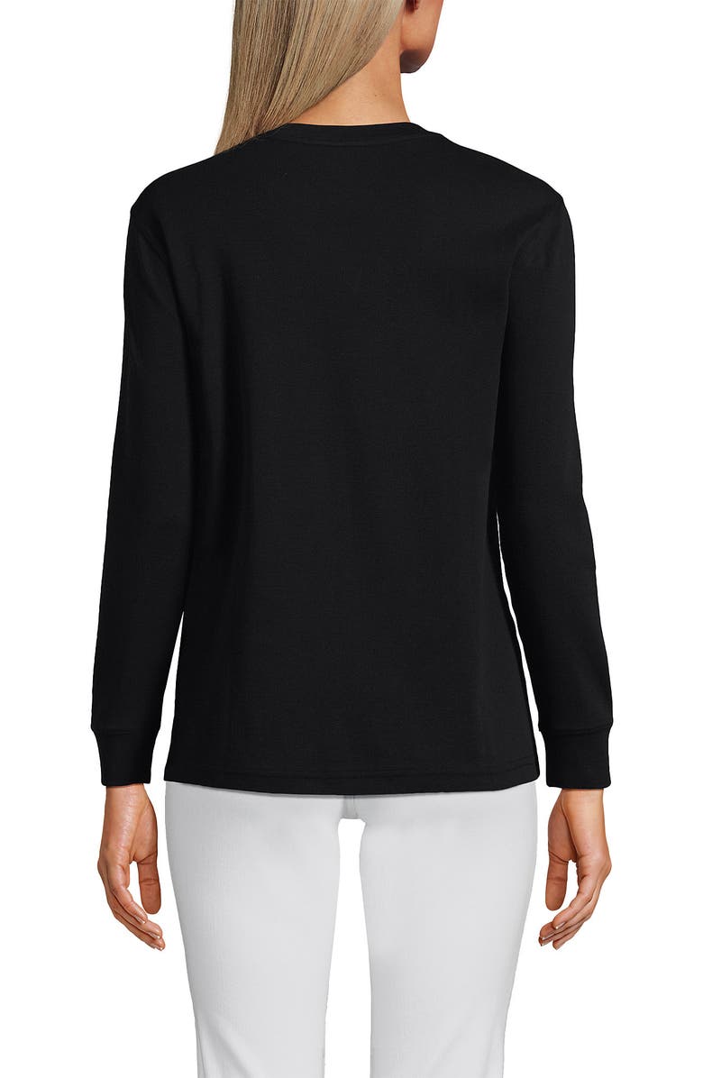 Lands' End Long Sleeve Cotton Interlock Crew T-Shirt, Alternate, color, Black