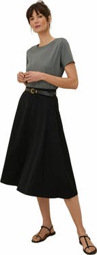 Pact Organic Cotton Fit & Flare Midi Skirt
