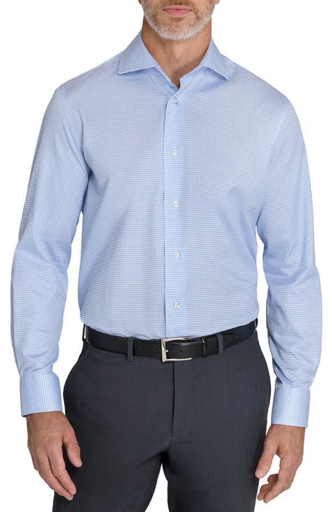 Metroline Micro Check Cotton Twill Dress Shirt