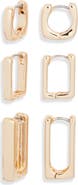 Open Edit Set of 3 Square Huggie Hoop Earrings