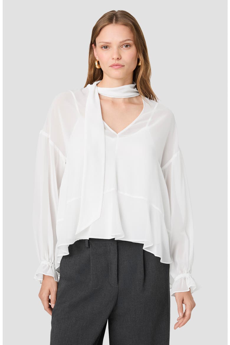 Marina Chiffon Long Sleeve Top, Alternate, color, WINTER WHITE