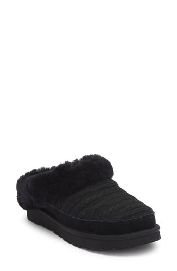 Ugg ® Clette Genuine Shearling Lined Indoor/outdoor Slipper In Black