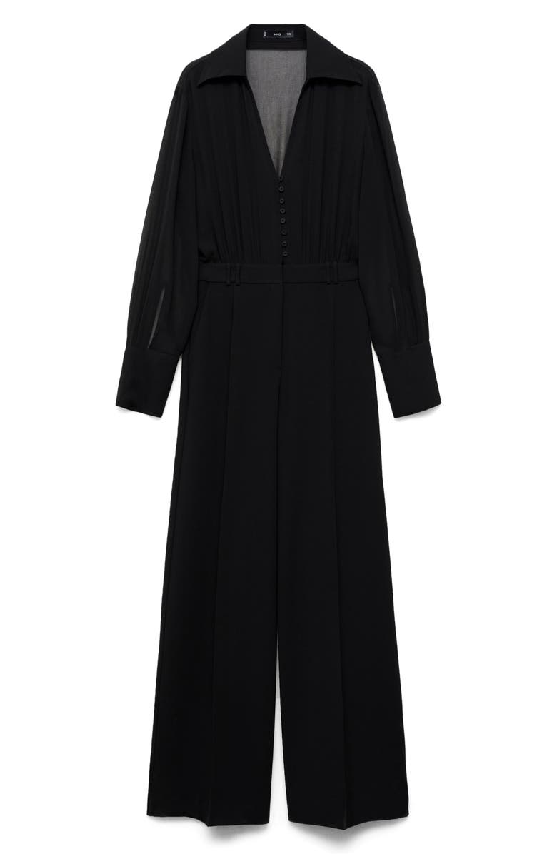 MANGO Semitransparent Long Sleeve Jumpsuit, Alternate, color,