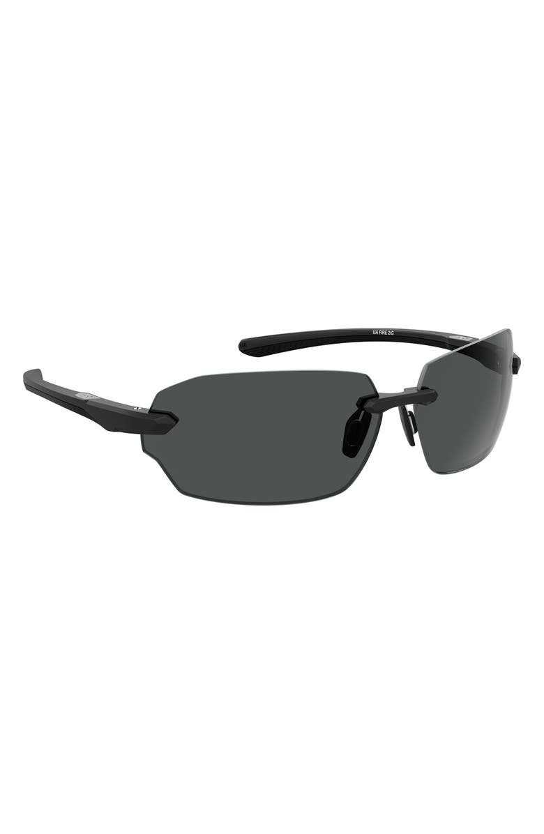 Under Armour Fire 71mm Geometric Sunglasses, Alternate, color, Matte Black/ Grey Oleophobic