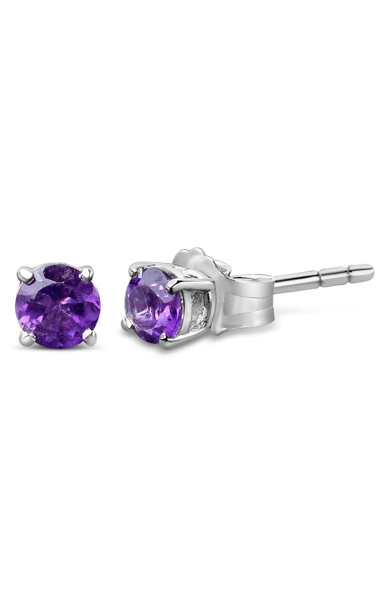 Haus of Brilliance .925 Sterling Silver 3.5 MM Created Birthstone Solitaire Stud Earrings, Alternate, color, Purple Amethyst