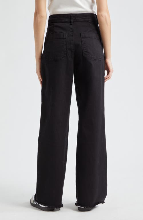 Marine Layer Raw Hem Wide Leg Jeans In Faded Black
