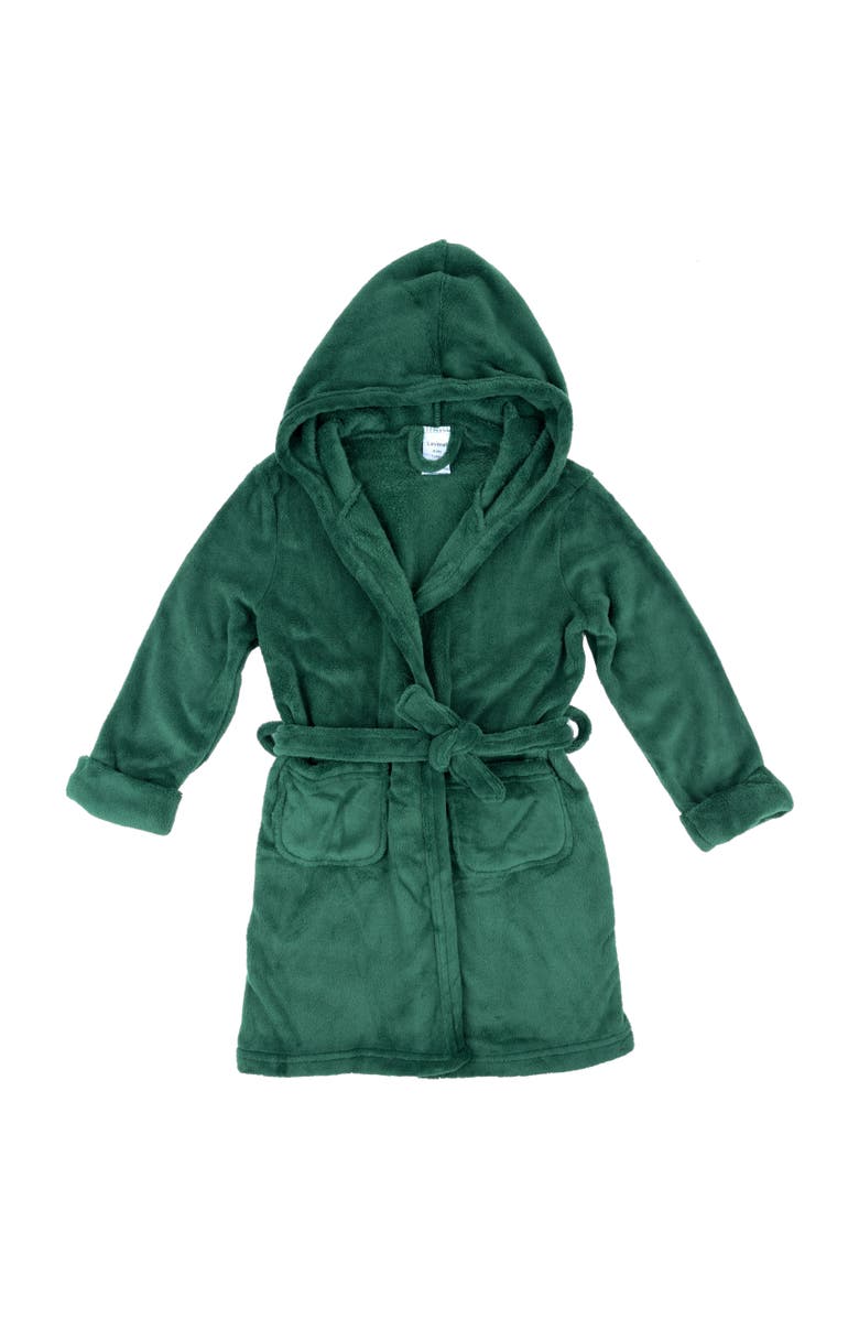 Leveret Kids Fleece Hooded Robe, Solid Colors, Alternate, color, Green
