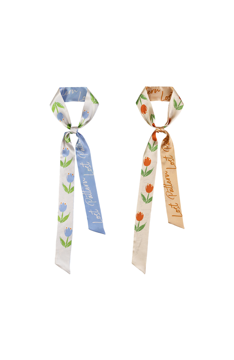 Lost Pattern "Tulip" Silk Skinny Scarf, Alternate, color, Sky Blue