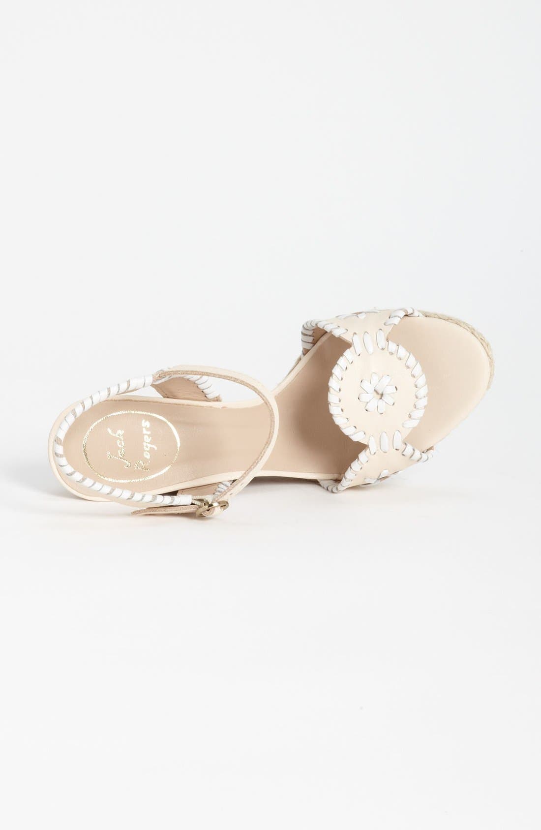 'Clare' Rope Wedge Leather Sandal, Alternate, color, BONE/ WHITE