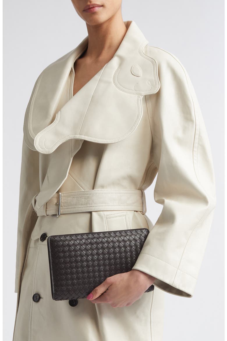 Agenda Intrecciato Leather Frame Clutch, Alternate, color, 2095 ESPRESSO-BRASS V
