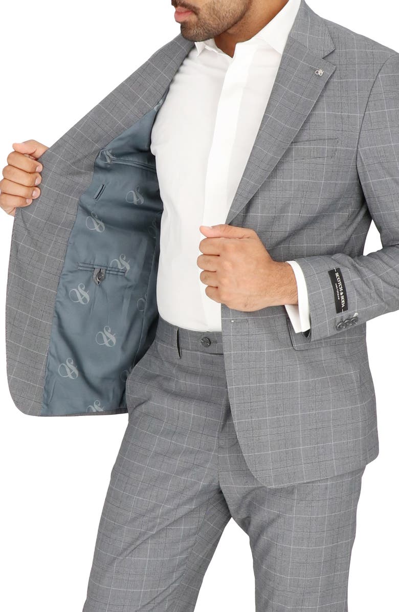 Scotch & Soda Regular Fit Grey Plaid Suit, Alternate, color, Grey Plaid