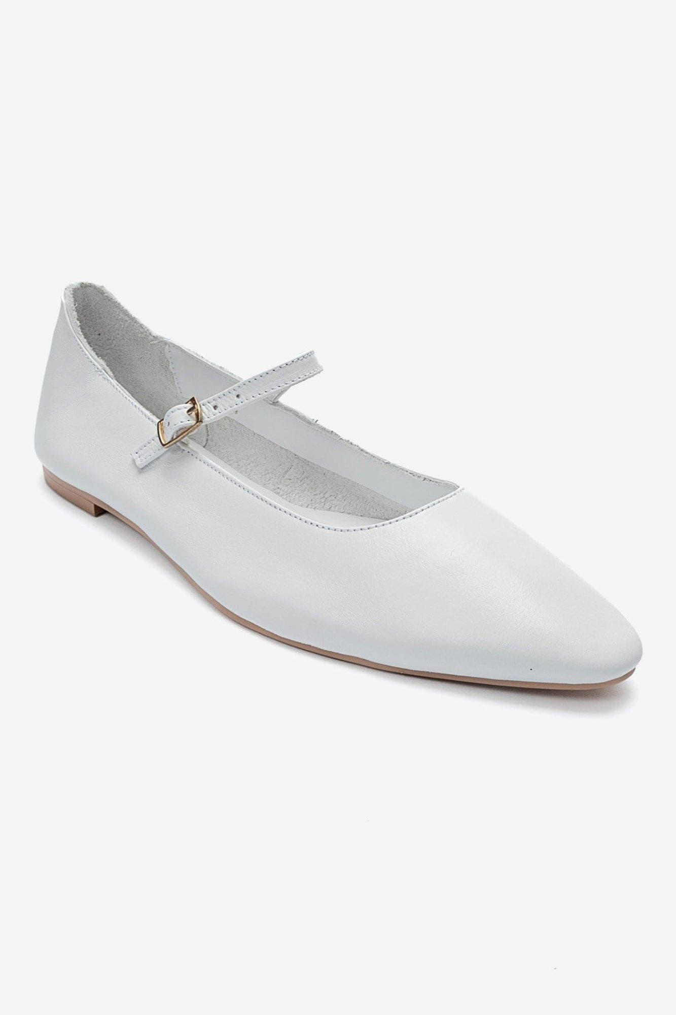 Lara Leather Mary Jane Flats, Alternate, color, White