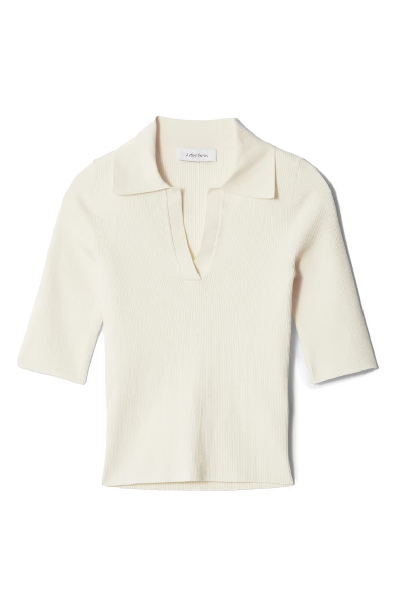 & Other Stories Rib Knit Polo Top, Alternate, color, White Dusty Light