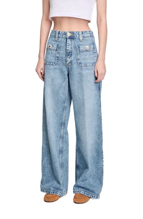 Wide-leg jeans blue For Women | Sandro Paris