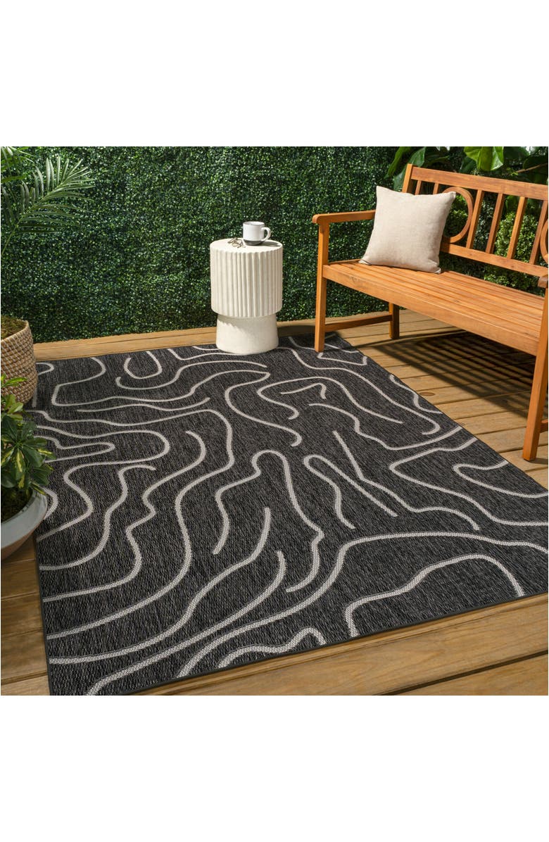 JONATHAN Y Nolan Modern Coastal Organic Shapes Indoor/Outdoor Area Rug, Alternate, color, Black/Cream