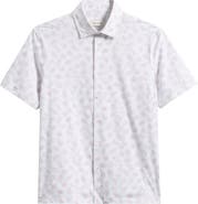 Bugatchi Milo OoohCotton® Palm Leaf Print Short Sleeve Button-Up Shirt