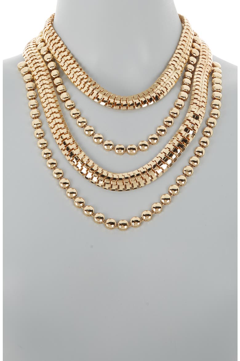 Julia Layered Chain Necklace, Alternate, color, GOLD