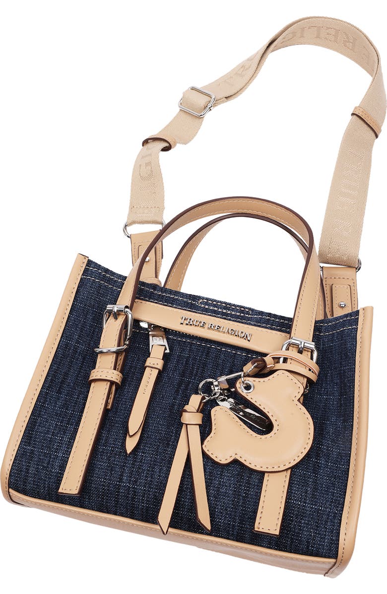 True Religion Denim Dangle Mini Tote, Alternate, color, Dark Denim