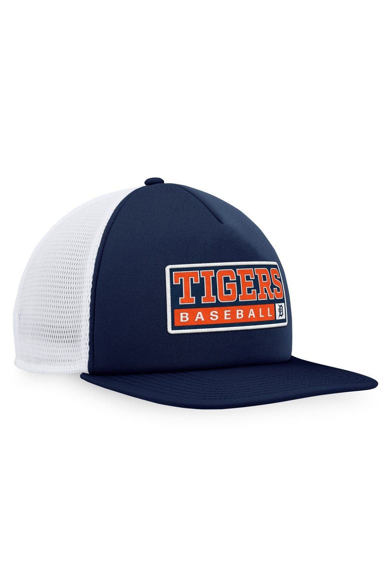 Men's Majestic Navy/White Detroit Tigers Foam Trucker Snapback Hat, Alternate, color, Navy