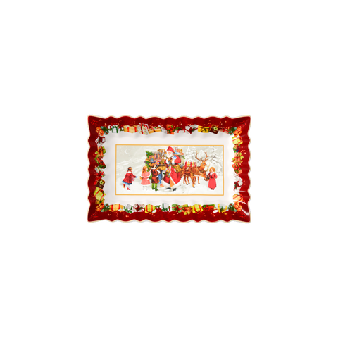 Toy's Fantasy Rectangular Cake Plate Santa & Children