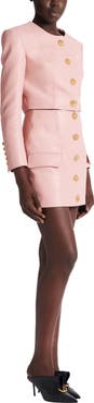 Balmain Short lambskin skirt with buttons