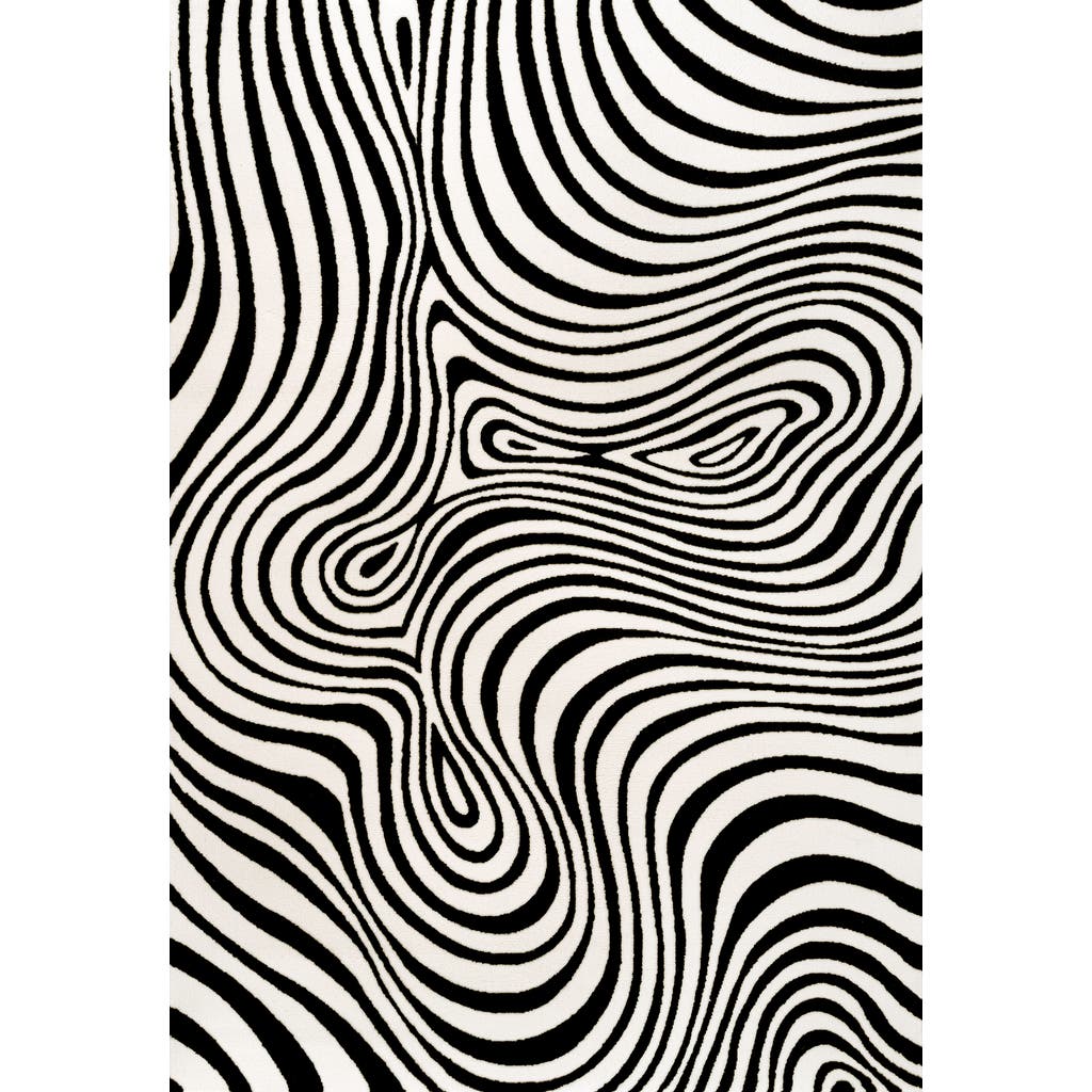 Jonathan Y Maribo High-low Abstract Groovy Striped Indoor/outdoor Area Rug In Black